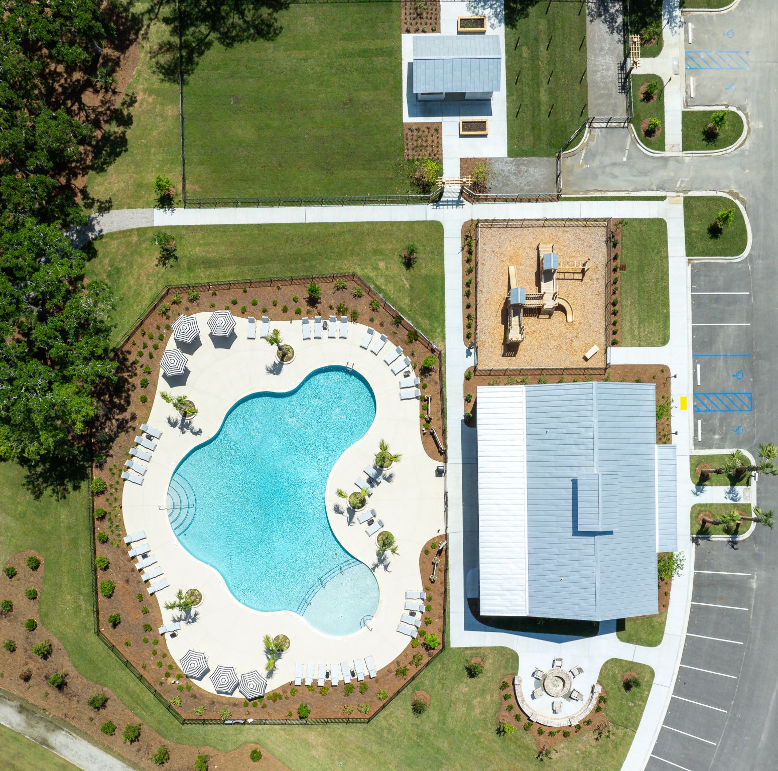 Liberty Hill Farm Amenity Center Pool Birdseye